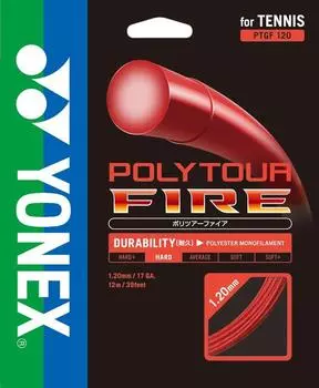 YONEX Hard Tennis Strings Polytour Fire 120 PTGF120 Red (1.20mm)