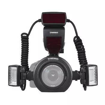 YONGNUO YN24EX E-TTL Макровспышка Speedlite 5600K с 2 головками вспышки и 4 переходными кольцами для