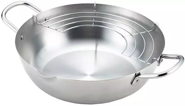 Yoshikawa Pot Tempura Pot Gogi Нержавеющая сталь 24 см Совместимость с газом YJ2555 Сделано в Японии Темпура Горшок Масляный горшок для жарки во фритюре/IH