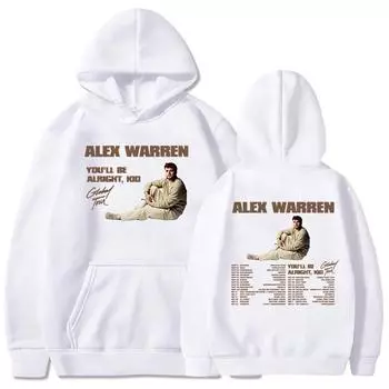 You ll Be Alright Kid Alex Warren Hoodies Мужская одежда Зимние толстовки с капюшоном с длинным рукавом Певица Графический принт Топ XS белый