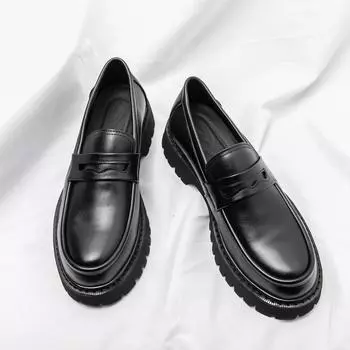 Young And Young One-Pedal Loafers Черные мужские кожаные туфли 38