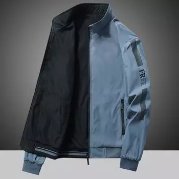 Young Men s Coat Korean Version of Trendy Clothes Light Luxury Top Spring and Autumn Jacket Baseball Autumn Clothes Windproof Coat Men M серый