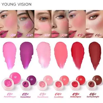 YOUNG VISION 1-компонентные румяна Mousse Blush Clay Nude, натуральный нежный цвет, стойкие матовые бархатные румяна 01