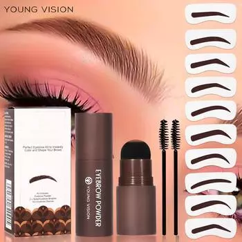 YOUNG VISION 1-piece Ленивая пудра для бровей Пудра для волос Пудра для контура лица Тени для век Пудра для бровей Карандаш для бровей с кисточкой для бровей