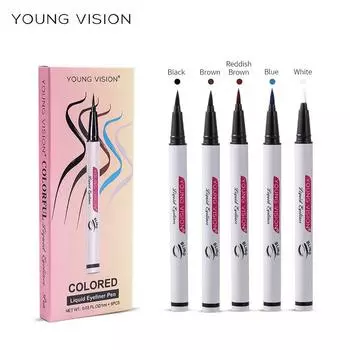 YOUNG VISION Набор из 5 цветов. Квадратная водостойкая подводка для глаз с губкой. Подводка для глаз One Shot.