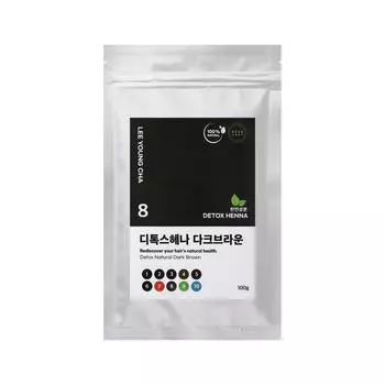 Youngcha Lee Natural Henna 100 г мягкая краска для волос без PPD в порошке для седых волос, 1 упаковка, 8 шт.. темно-коричневый без PPD