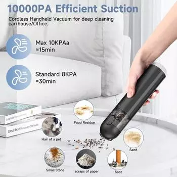 Youpin Car Vacuum Cleaner Metal Housing Multifunctional Outdoor Suction Blow Charge Integrated Vacuum Cleaner With Light чёрный