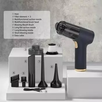 Youpin Wireless Car Vacuum Cleaner Suction Blow 2 in1 Portable Handheld Home Car Dual Use Mini Vacuum Clean Blown Dust светло-серый