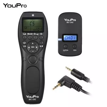YouPro MC-292 E3 2.4G Беспроводной пульт дистанционного управления с ЖК-дисплеем, таймером спуска затвора, передатчиком, приемником 32 S2 shutter cable