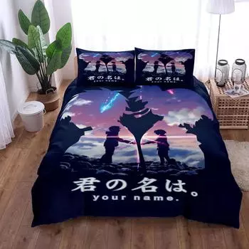 Your Name Moving Story Duvet Cover Set King Queen Double Full Twin Single Size Bed Linen Set EU single(135x200cm)