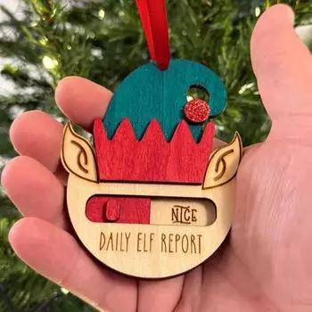 Yousheng 1/2Pcs Elf Daily Report Рождественская безделушка Непослушный или Милый Деревянный Подвесной Украшение на Рождественскую Елку Эльф Подарок На Память для Детей 2pcs