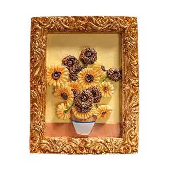 Yousheng 1/3/6Pcs World Famous Painting Refrigerator Magnet Home Office Kitchen Locker Fridge Resin 3D Oil Painting Art Magnetic Decoration Ornament A