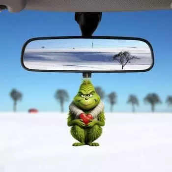 Yousheng 1/7Pcs Christmas Tree Ornaments Cartoon Green Elf Tree Hanging Decoration Acrylic Xmas Pendant for Holiday Car Window Wall Tree Decor D