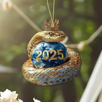 Yousheng 1 шт./3 шт. Украшение в виде змеи 2025 год Змеи 2D акриловая подвеска корона змея подвесное украшение для рождественской елки домашний декор A