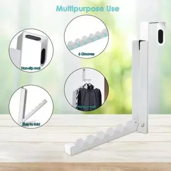 Yousheng 2Pcs Clothes Drying Racks with 6 Groves Strong Load-bearing Simple Installation Foldable Design Door Hooks Hanger Laundry Hanging Coat Racks серебряный