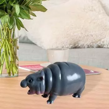 Yousheng 2Pcs/Set Hippo Statue Set Three-dimensional Ornament Flat Resin Figure Party Favors Photography Props Sets