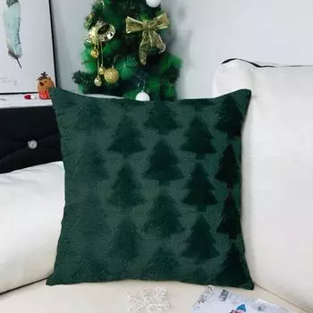 Yousheng 2Pcs Throw Подушка Чехол Легко чистить Рождественская Плюшевая Подушка Чехол с Рисунком Рождественской Елки Наволочка для Комнаты Праздничный Декор 45x45cm 2pcs зелёный
