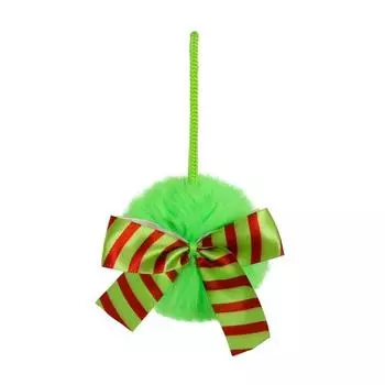 Yousheng 4 Inch Green Furry Christmas Ball Ornaments Faux Fur Fluffy Hanging Xmas Ball with Bow for Holiday Wedding Party Decoration 1pc B