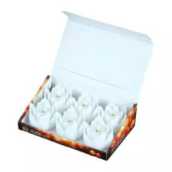 Yousheng 6 Pcs Diwali LED Lotus Candles Flameless Lotus Tea Light Battery Operated Flickering Buddhist Lamp for Home Desktop Centerpiece 6pcs