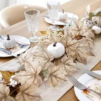 Yousheng 6Ft Fall Garland Artificial Maple Leaf Pumpkin Berry Garland Door Festive Harvest Garland for Thanksgiving Mantel Table Porch Decor хаки