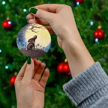 Yousheng Animal Ornament 2D Flat Acrylic Подвеска Animal под луной Подвесное украшение для рождественских елок Окна Стены 1pc Fox