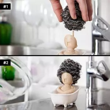Yousheng Bathtub Shaped Cleaning Ball Rack Dishwasher Safe Cute Dish Scrubber Holder Sink Organizer Kitchen Decoration