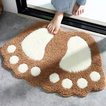 Yousheng Big Feet Pattern Напольный коврик Быстросохнущий полиэстер Складной противоскользящий ковер для помещений розовый