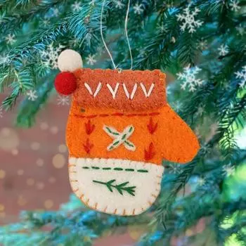 Yousheng Christmas Felt Ornaments Hanging Felt Plush Vintage House Gloves Pendant DIY Craft for Christmas Tree Home Decor A