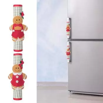 Yousheng Christmas Refrigerator Handle Covers Gingerbread Man Kitchen Appliance Handle Covers for Fridge Door Holiday Home Office Decoration красный