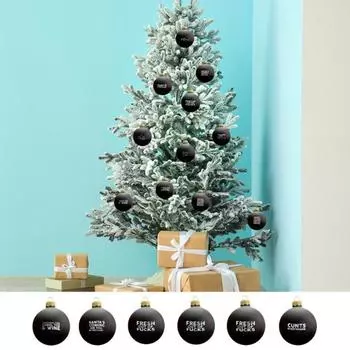 Yousheng Christmas Swear Ball Bauble Ornament Funny Christmas Black Ball with Hilarious Phrases Tree Hanging Decoration for Christmas Party I