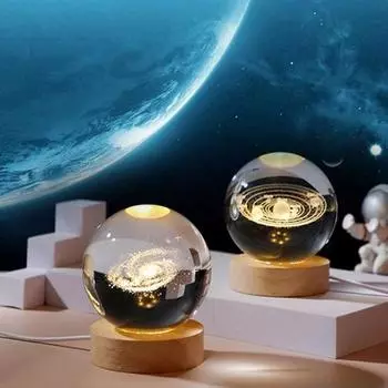 Yousheng Cosmic Star Night Light 3D Искусственный хрустальный шар Лампа с питанием от USB Прикроватная лампа со звездным небом Подарок для друзей и семьи 6 cm A