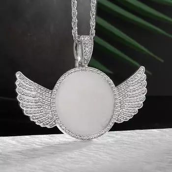 Yousheng Custom Photo ожерелье Angel Wings Picture Frame Cushion Ожерелье Hip Hop Jewelry для мужчин и женщин Подарки на День святого Валентина на день рождения золотистый