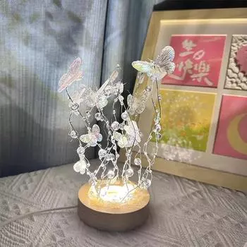 Yousheng DIY Butterfly Night Light Set Handmade LED Light-up Butterfly Night Lamp for The Decor for The Sleeping Home for Women And Girls Birthday Gift чистый