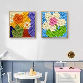 Yousheng DIY Pom Pom Art Set Набор для рисования тюльпанов Pompom Kit Набор для помпонов с клеем и доской для творчества Pom Pom Craft Set для детей и взрослых A