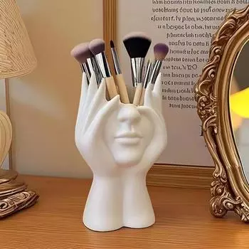 Yousheng Face Flower Vase White Female Form Face Dining Table Centerpiece Modern Nordic Style Decorative Art Vase for Home Living Room Office Book белый
