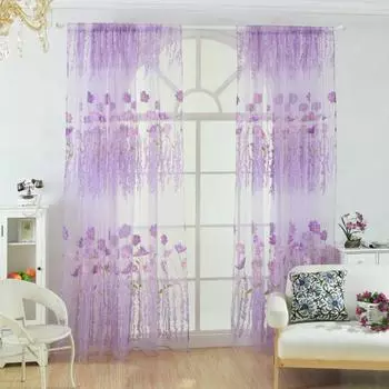 Yousheng Fine Workmanship Window Treatment износостойкий полиэстер цветочный узор карниз для занавесок из прозрачной ткани для дома фиолетовый