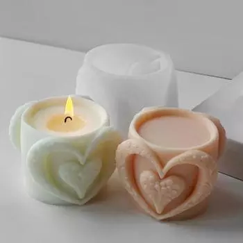 Yousheng Heart-Shaped Cup Mold Силиконовая форма для держателя ювелирных изделий Экологичная многоцелевая силиконовая смоляная форма для украшения на День святого Валентина белый