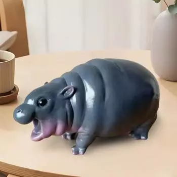 Yousheng Hippo Украшение из смолы Мини-фигурка бегемота Настольная скульптура бегемота для домашнего офиса Декор для книжной полки Подарок любителям бегемота 1pc