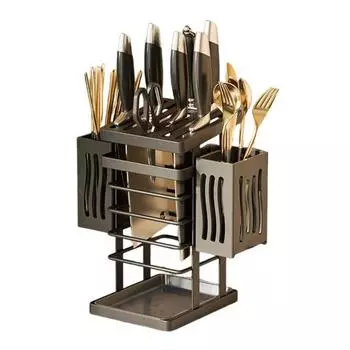 Yousheng Kitchen Tabletop Storage Rack Knife Holder Large Capacity Multipurpose Waterproof Hollow Storage Rack Kitchen Utensil Organizer чёрный