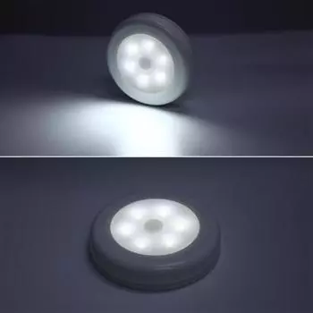 Yousheng Night Light Creative 6 светодиодов Защита глаз Датчик движения Круглый светильник для шкафа для спальни 1pc теплый белый