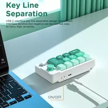 Yousheng одноручная механическая клавиатура с 12 клавишами RGB-подсветкой, программируемая небольшая клавиатура с возможностью горячей замены для геймеров и офисной работы зелёный