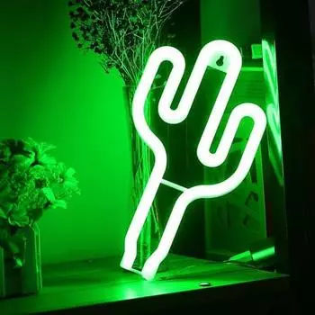 Yousheng Рождественская елка Кактус Неоновая вывеска Светодиодная лампа USB/батарейное питание Небликующий Креативный светодиодный неоновый светильник Настенное художественное украшение A