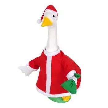Yousheng Santa Claus Goose Outfit for 23 Lawn Goose Christmas Costume with Santa Hat Xmas Goose Clothes for Cement or Plastic Goose Garden Decoration A