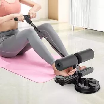 Yousheng Sit-up Assistant Bar с лентой сопротивления для тренировок на пресс в помещении, держатель для ног с двумя присосками для занятий в домашнем спортзале чёрный