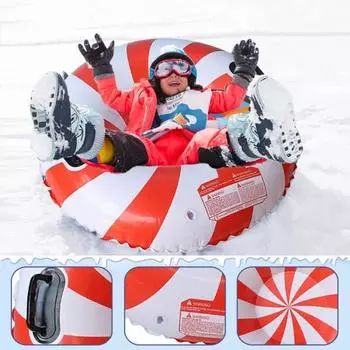Yousheng Snow Tube Надувные снежные сани для детей и взрослых Утолщенные прочные снежные сани с ручками Зимние спортивные игрушки для улицы красный/белый