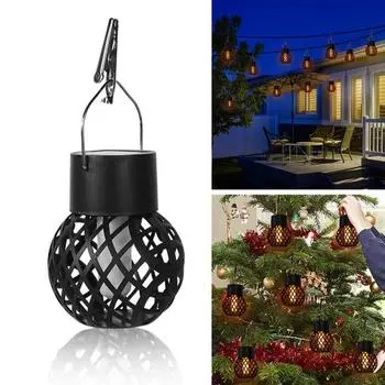 Yousheng Solar Lamp LED Outdoor Flame Effect Hanging Lighting Auto On/Off Водонепроницаемый Энергосберегающий Подвесной Светильник На Солнечной Батарее Для Сада Декор чёрный