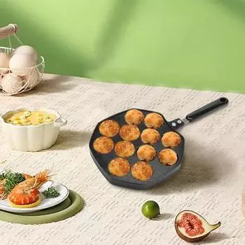 Yousheng Takoyaki Grill Pan Plate 12 Hollows Antiprigar Cooking Grill Cooking Form Format Octopus Balls Противень для выпечки блинов из кальмаров чёрный