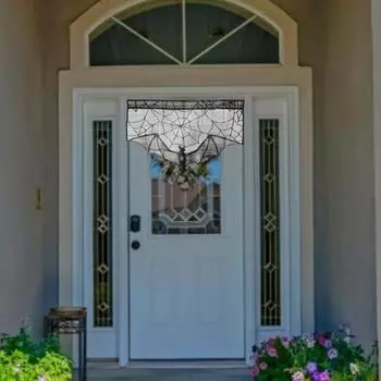 Yousheng Window Curtain Дышащая моющаяся Тонкая работа Мягкая ужасная многоразовая полиэстеровая декоративная драпировка на тему Хэллоуина Товары для дома чёрный