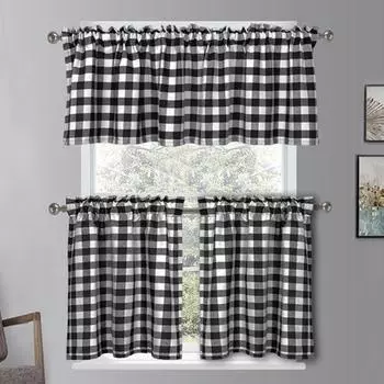 Yousheng Window Lance Vintage клетчатый полиэстер декоративный карманный карниз для кухни