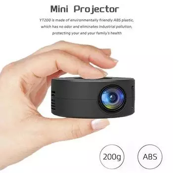 YT200 Smart Projector LED HD TV Video Projetor для 4K 1500 люмен Android Same Screen Home Cinema Outdoor Portable Projetor чёрный